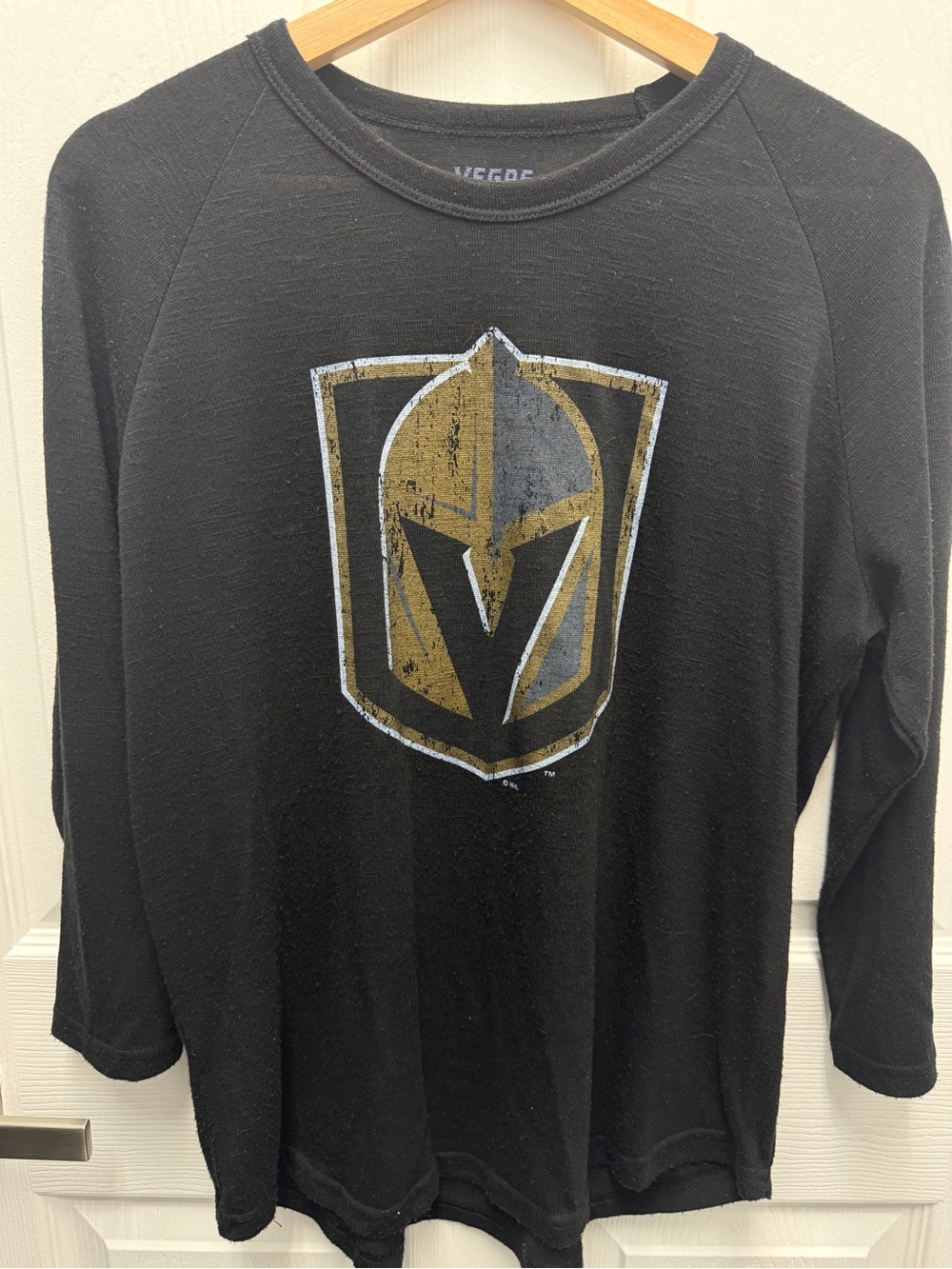 NHL Vegas Golden Knights 3/4 Sleeve Tee Shirt Black Logo Soft! Medium